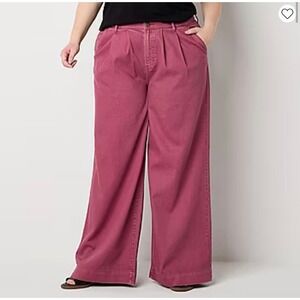 a.n.a Soft Drape Womens Plus High Rise Wide Leg Hawthorne Rose Jeans Size 18